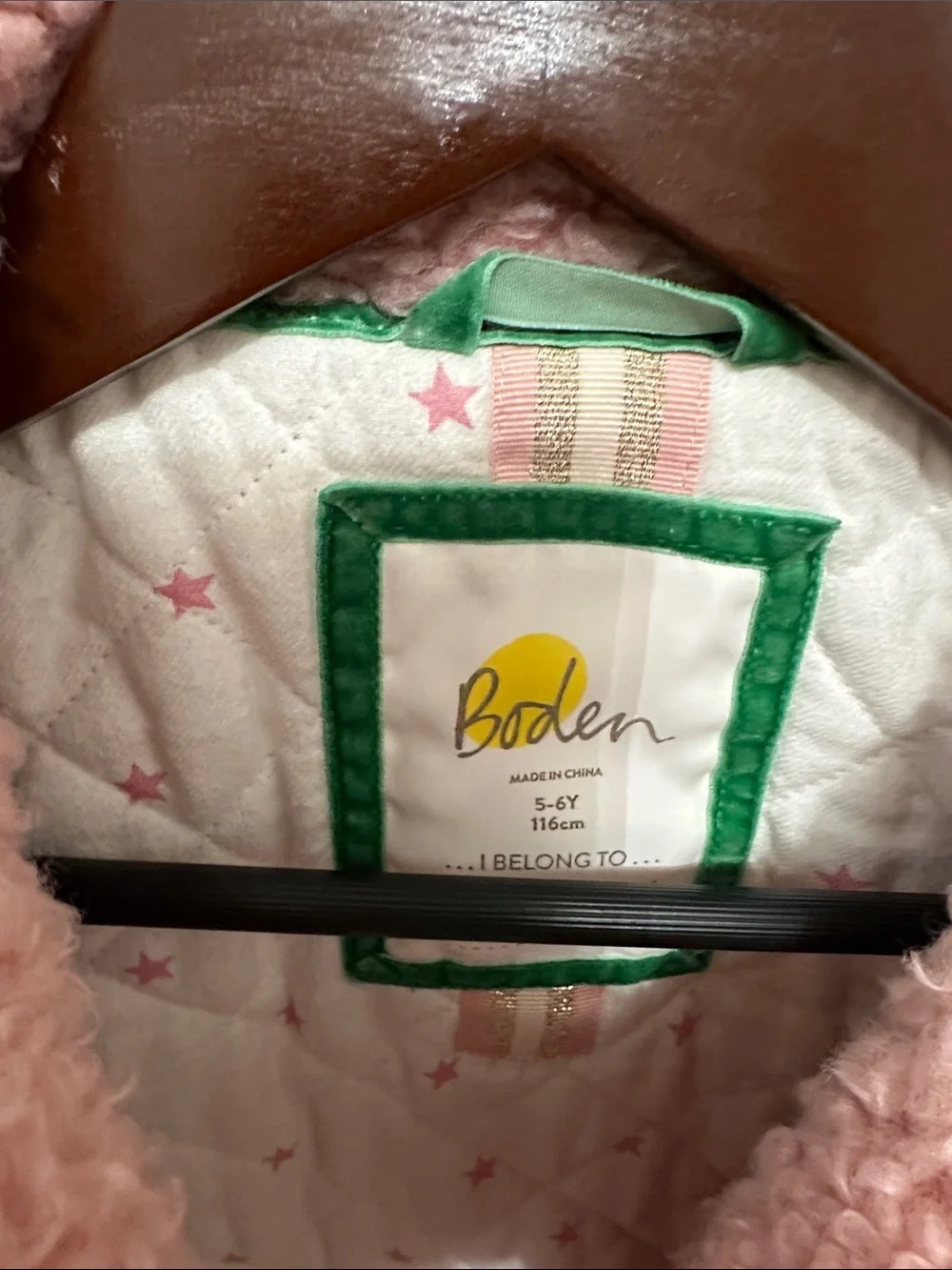 Mini Boden Pink Sherpa Puffer Jacket for Kids